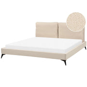 Letto imbottito moderno in bouclè beige 180 x 200 cm con rete a doghe