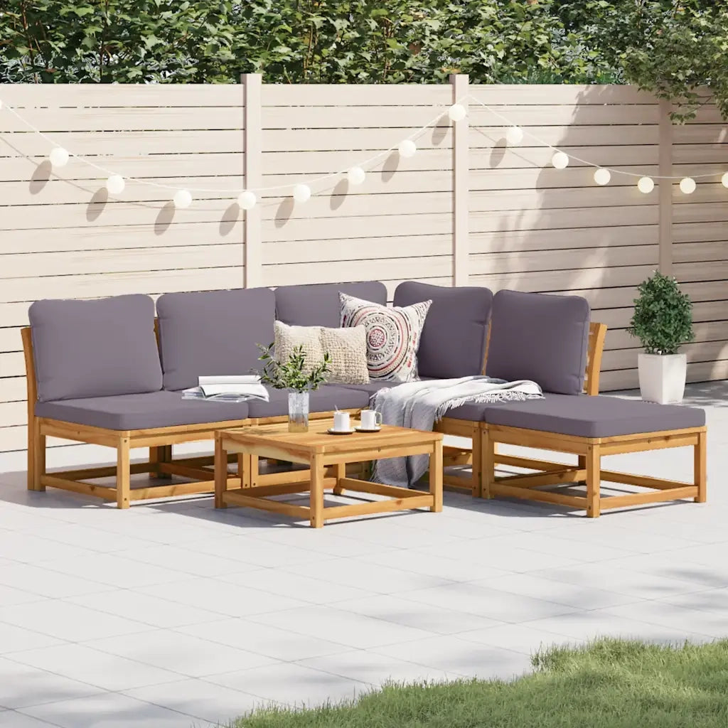 Set Salotto da Giardino 6 pz con Cuscini in Massello di Acacia 3214324