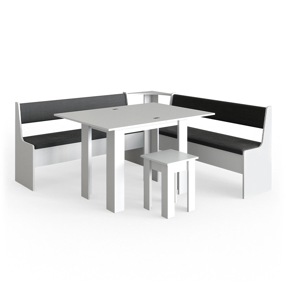 Vicco Gruppo panca ad angolo Bianco 180 x 41.5 cm con tavolo