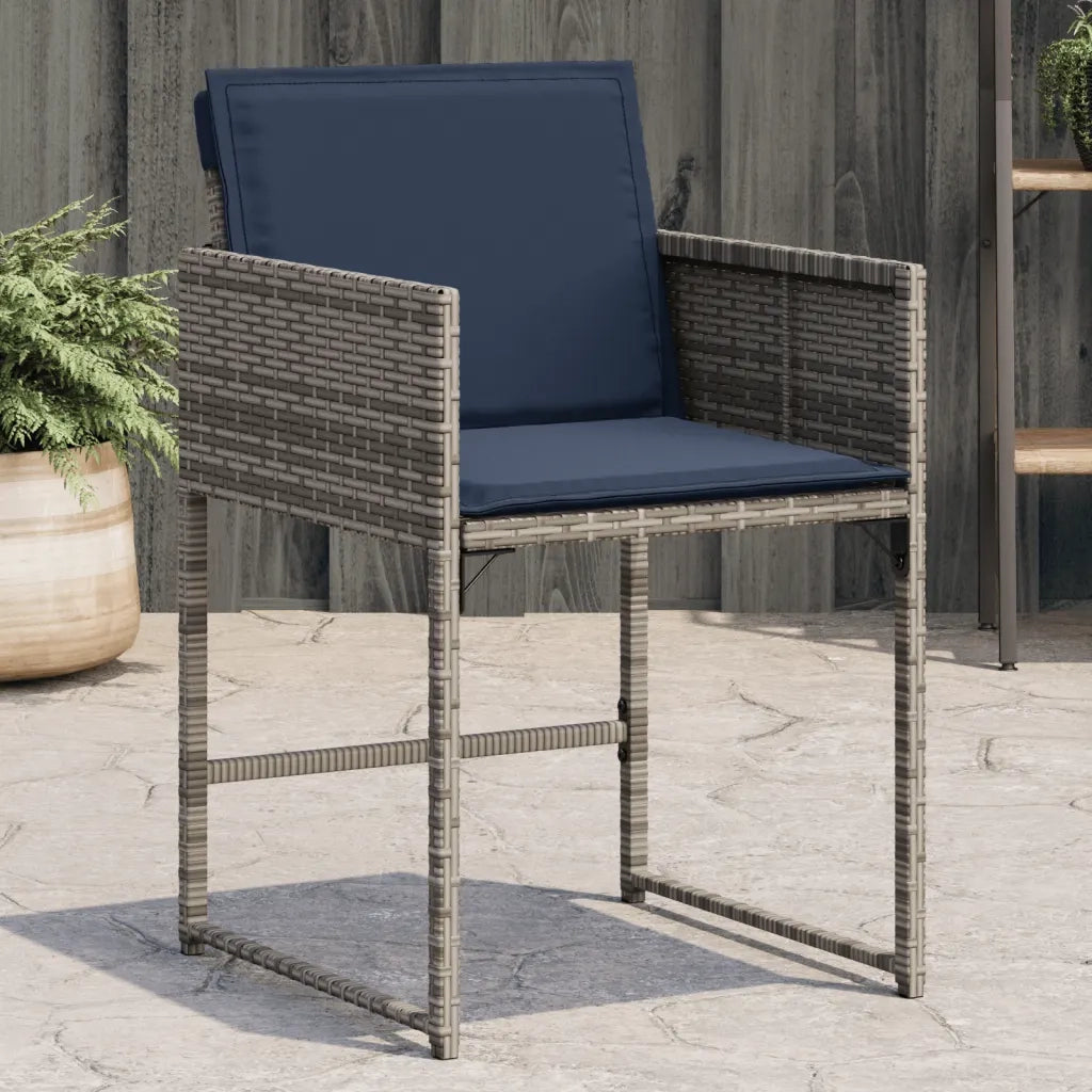 vidaXL Sedie da Giardino con Cuscini 4pz Grigio in Polyrattan