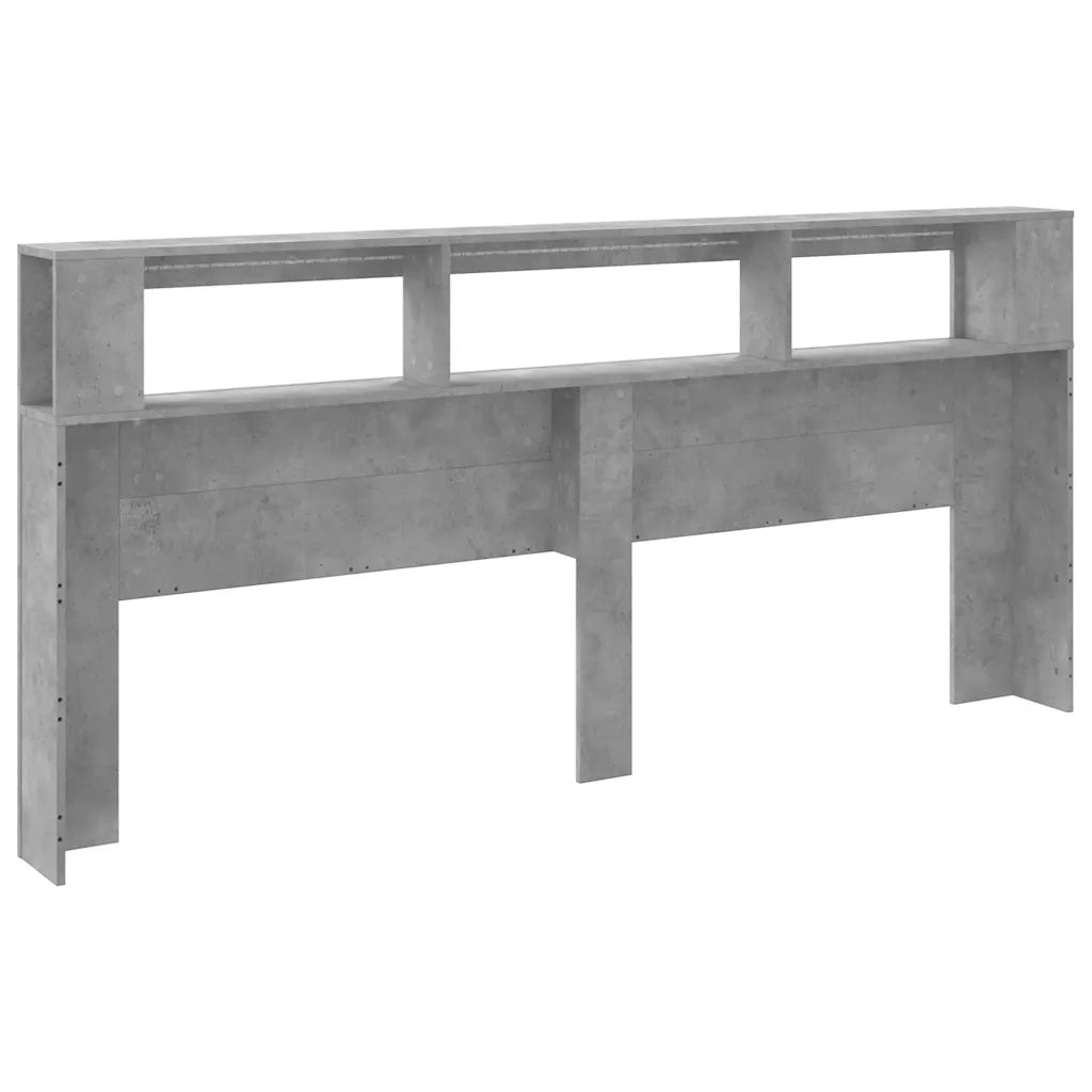 Testiera LED-Testata del letto Grigio Cemento 220x18,5x103,5 cm Legno Multistrato