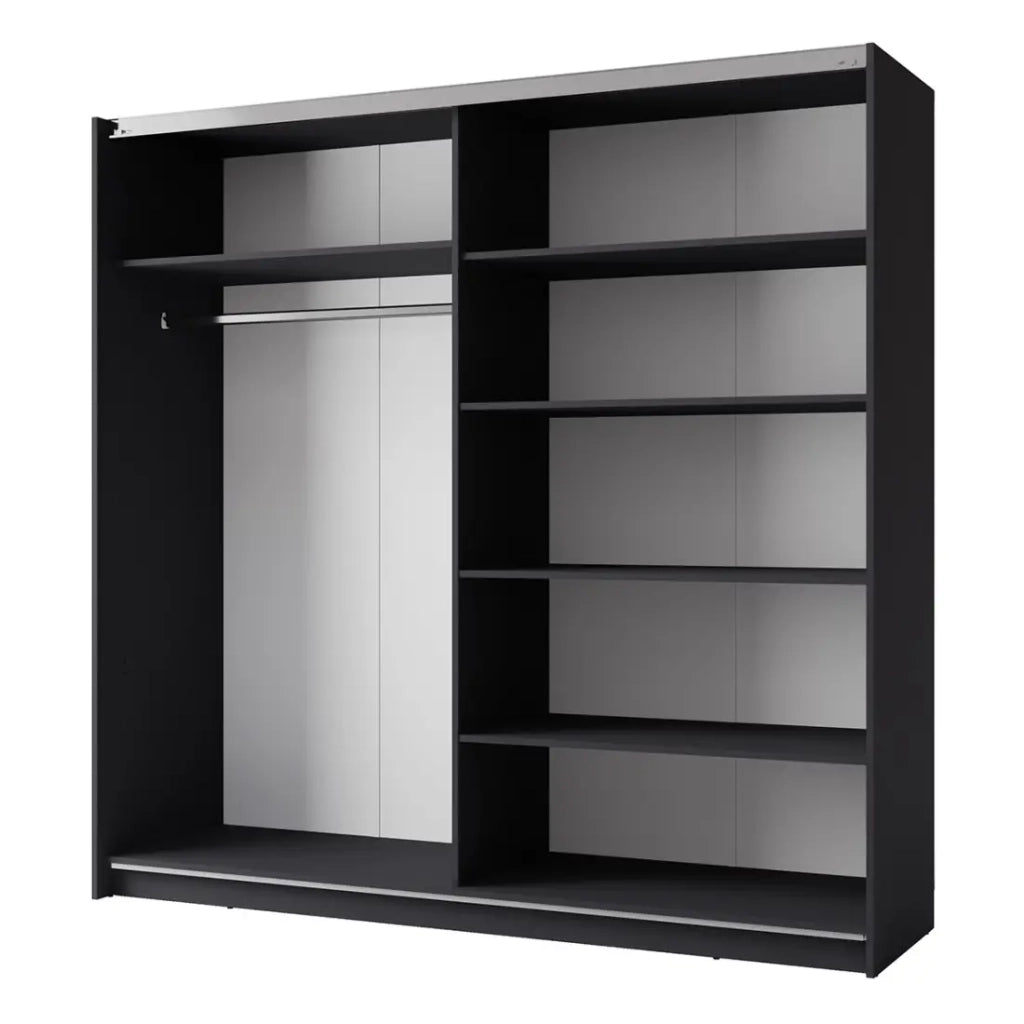 Armadio ARSALA 150 cm grigio grafite con specchio – 2 porte scorrevoli