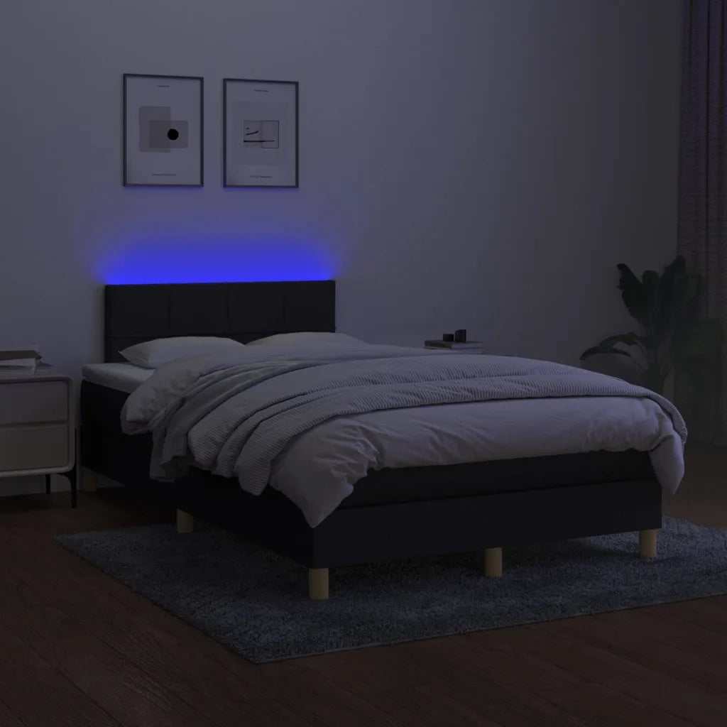 Letto a Molle con Materasso e LED Nero 120x200cm in Tessuto cod mxl 63998