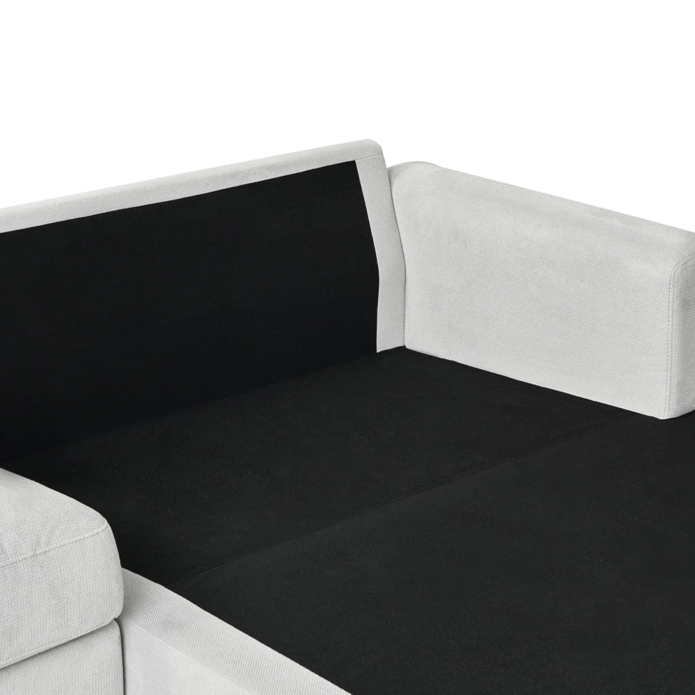 Divano angolare a sinistra in tessuto di ciniglia grigio chiaro Poliestere Metallo Gambe nere 190 x 272 x 83 cm Schienale imbottito e rifinito 3 posti a L Soggiorno in stile moderno