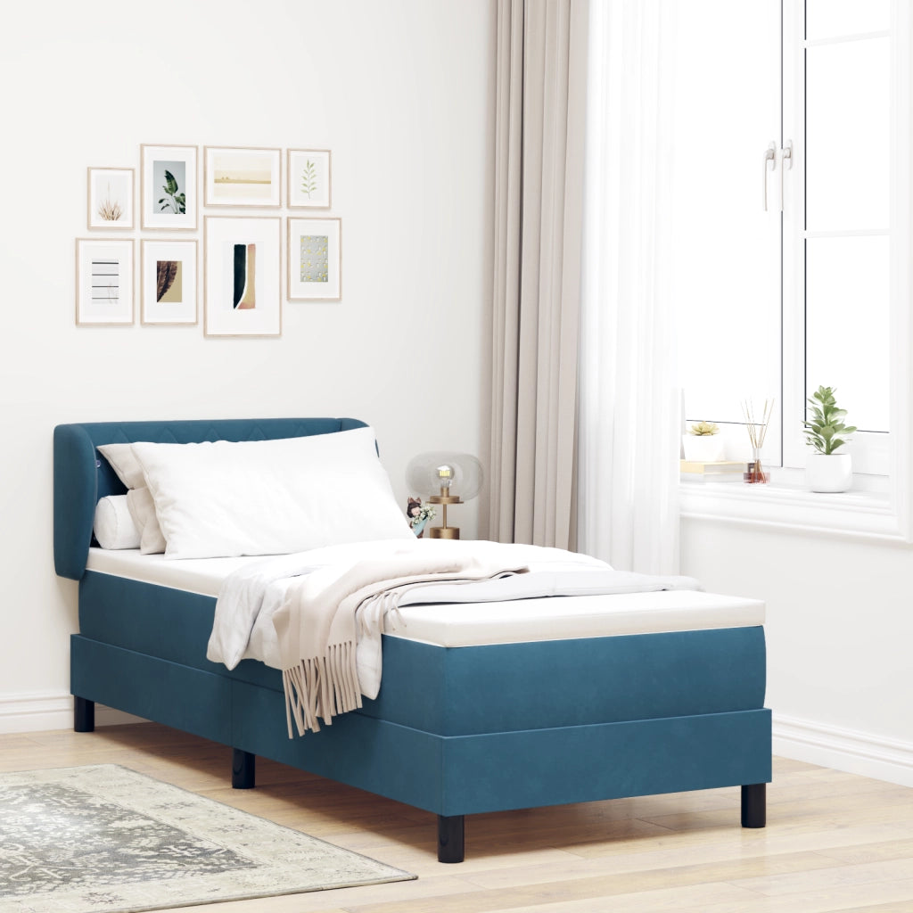 Letto a Scocca con Materasso  Blu Scuro 80x200 cm in Velluto