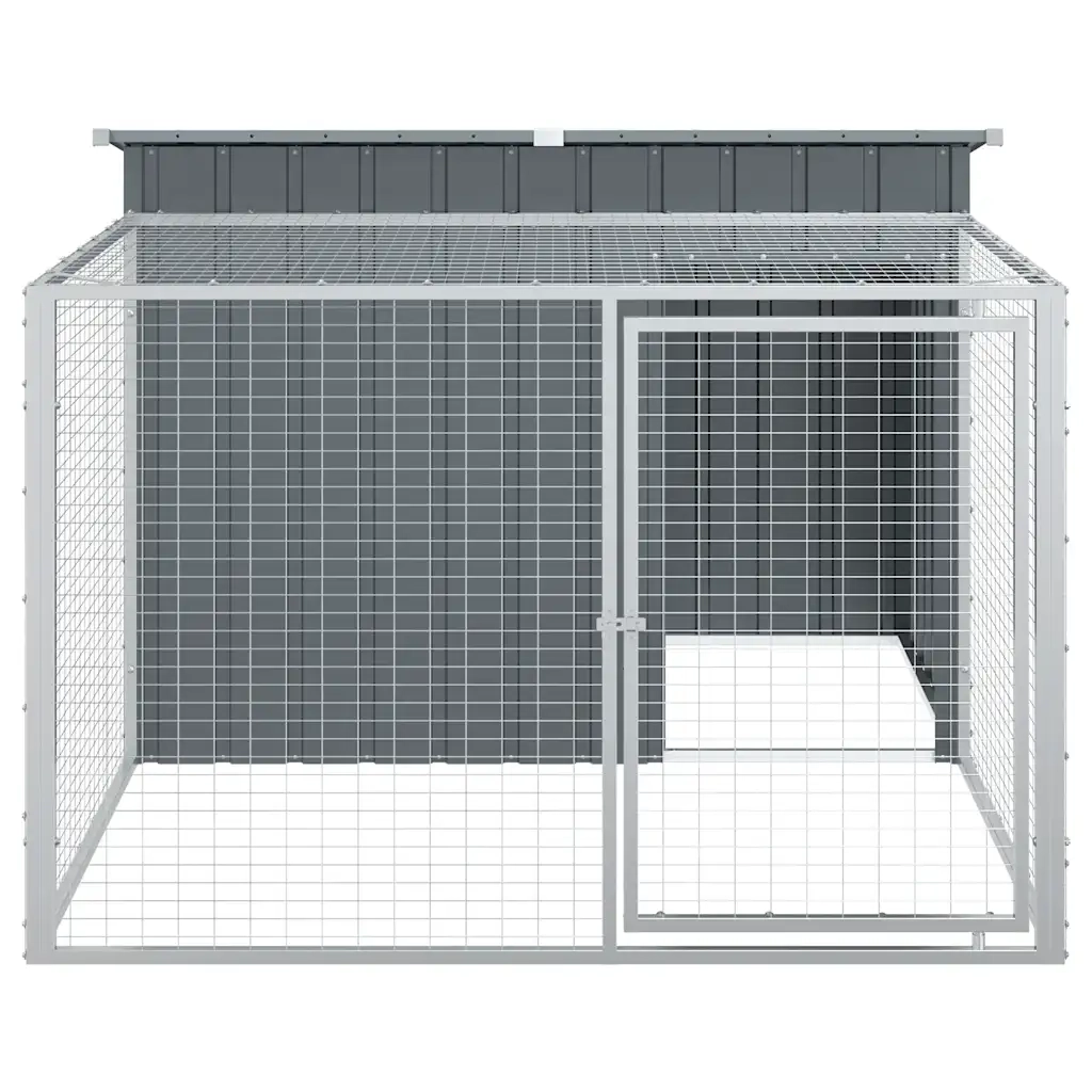 Cuccia per cani con recinto antracite 153x194x110 cm in acciaio zincato