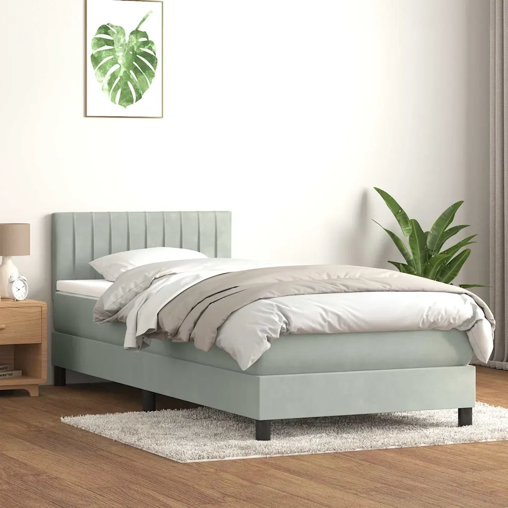 Letto a Molle con Materasso e LED Grigio Chiaro 90x220 cm Velluto 3317103