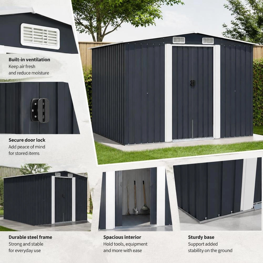 Garden Shed, Anthracite Steel, 257x205x178 Cm
