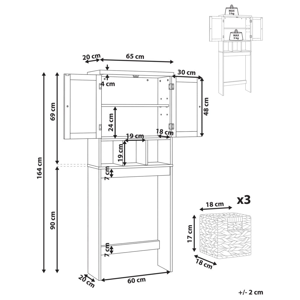 Mobile da bagno a colonna in MDF con ripiani, bianco stile tradizionale
