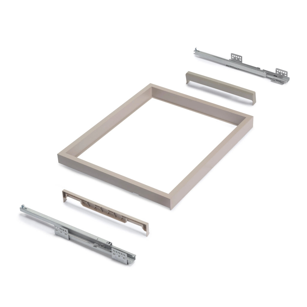 Emuca Kit cassetto organizzatore con vassoio ausiliario e telaio con guide a chiusura morbida per armadio, regolabile, modulo 900mm, Grigio pietra