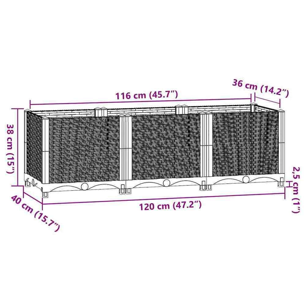 Raised Bed 120 X 40 X 38 Cm Polypropylene