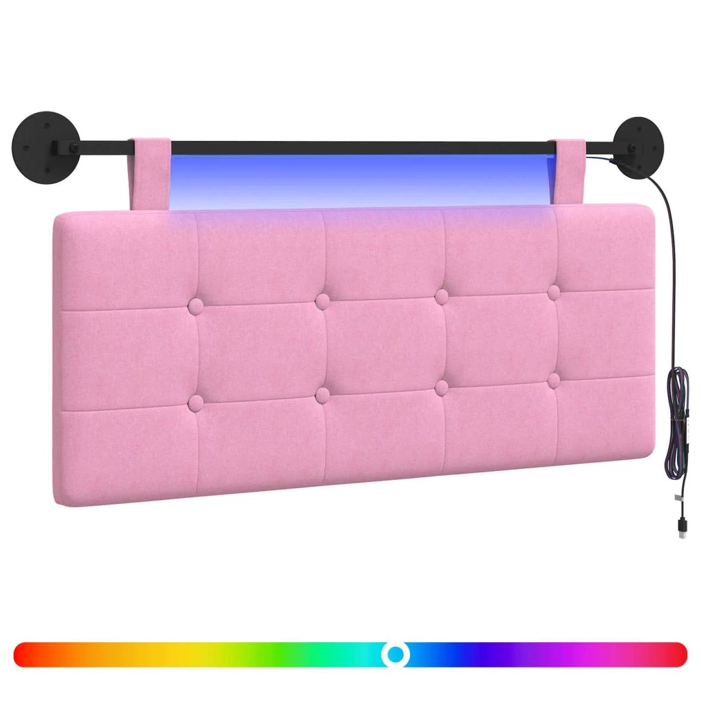 Testiera sospesa Con luce LED Rosa Tessuto