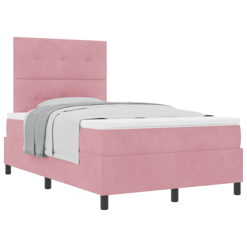 Letto a molle con materasso Rosa 120 x 200 cm Velluto 3339829