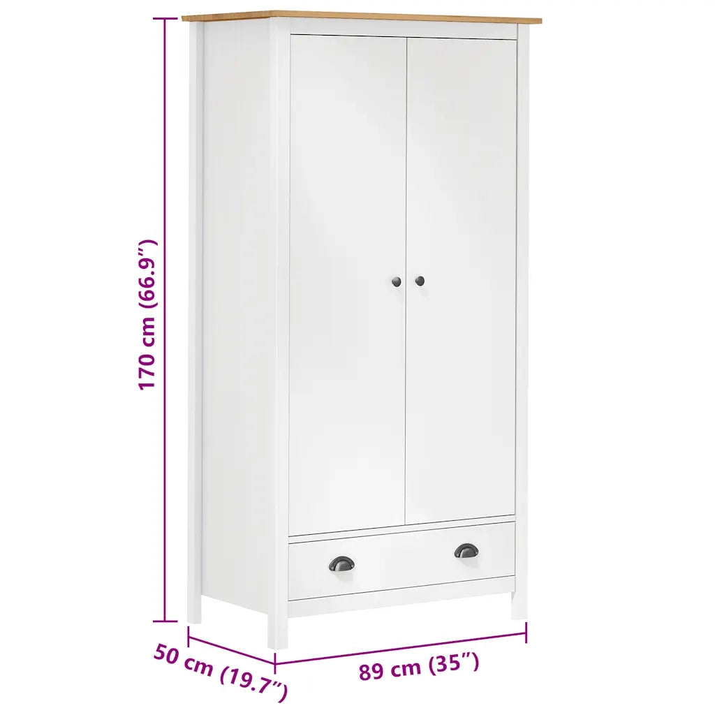 Armadio a 2 Ante Hill Bianco 89x50x170cm in Legno di Pino CFW3940361