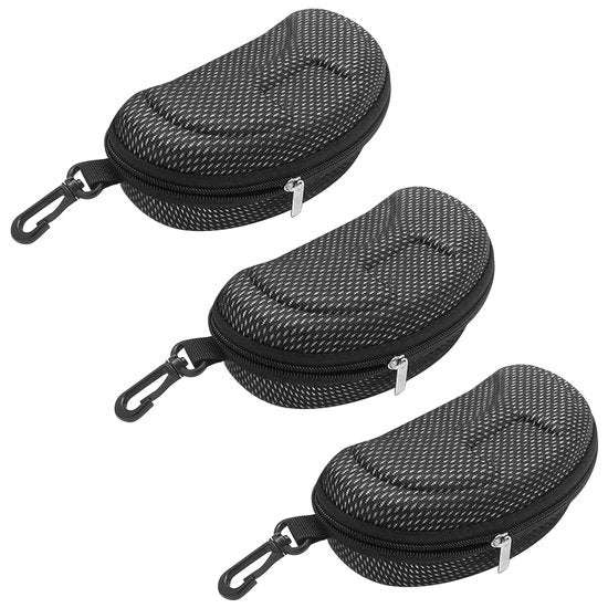 Organizzatore per Occhiali Portatile - 3 Pezzi - Etui in EVA con Clip a Cinturino - Organizzatore per Occhiali Indossabile - Etui Nero con Chiusura a Cerniera - Leggero e Sottile - Custodia per Occhiali