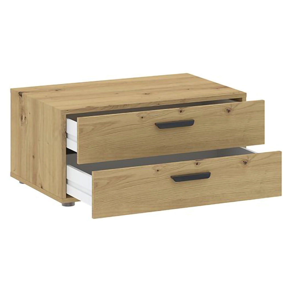 Piatto, Cassettiera 2 Cassetti, 74x52x35h cm Marrone Rovere Nodi