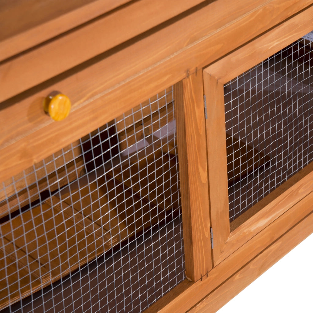 Gabbia per conigli pollaio in legno di pino grande a 2 piani con tetto apribile ¨C zephmum ¨C 120x48x100 cm