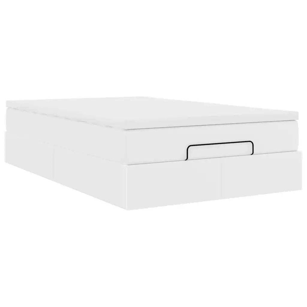 Struttura Letto Pouf con Materasso Bianco 120x190 cm Similpelle 3311027