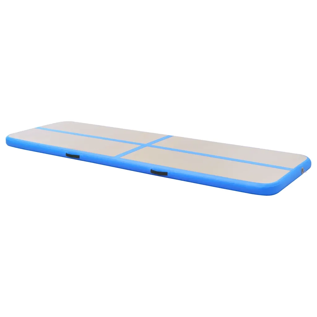 Tappetino Ginnastica Gonfiabile con Pompa 400x100x10 cm PVC Blu 91916