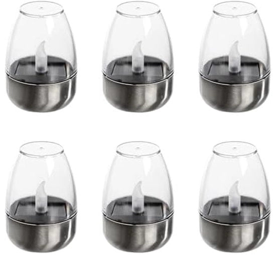 Lampada a LED solare, lampada da vetro da vino impermeabile, 6 lampadine da tavolo a LED portatili, creano un'atmosfera calda, adatte per la decorazione interna ed esterna, 6,2 * 6,2 * 10,3 cm