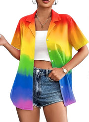 Maglietta donna arcobaleno - Cappuccio corto - T-shirt - Festa gay - 5 modelli - Leggera