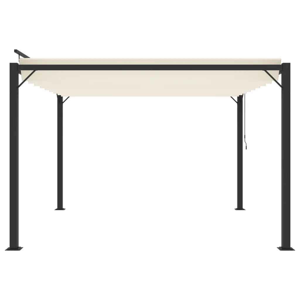 Gazebo con Tetto a Lamelle 3x3 m in Tessuto Crema e Alluminio 313924