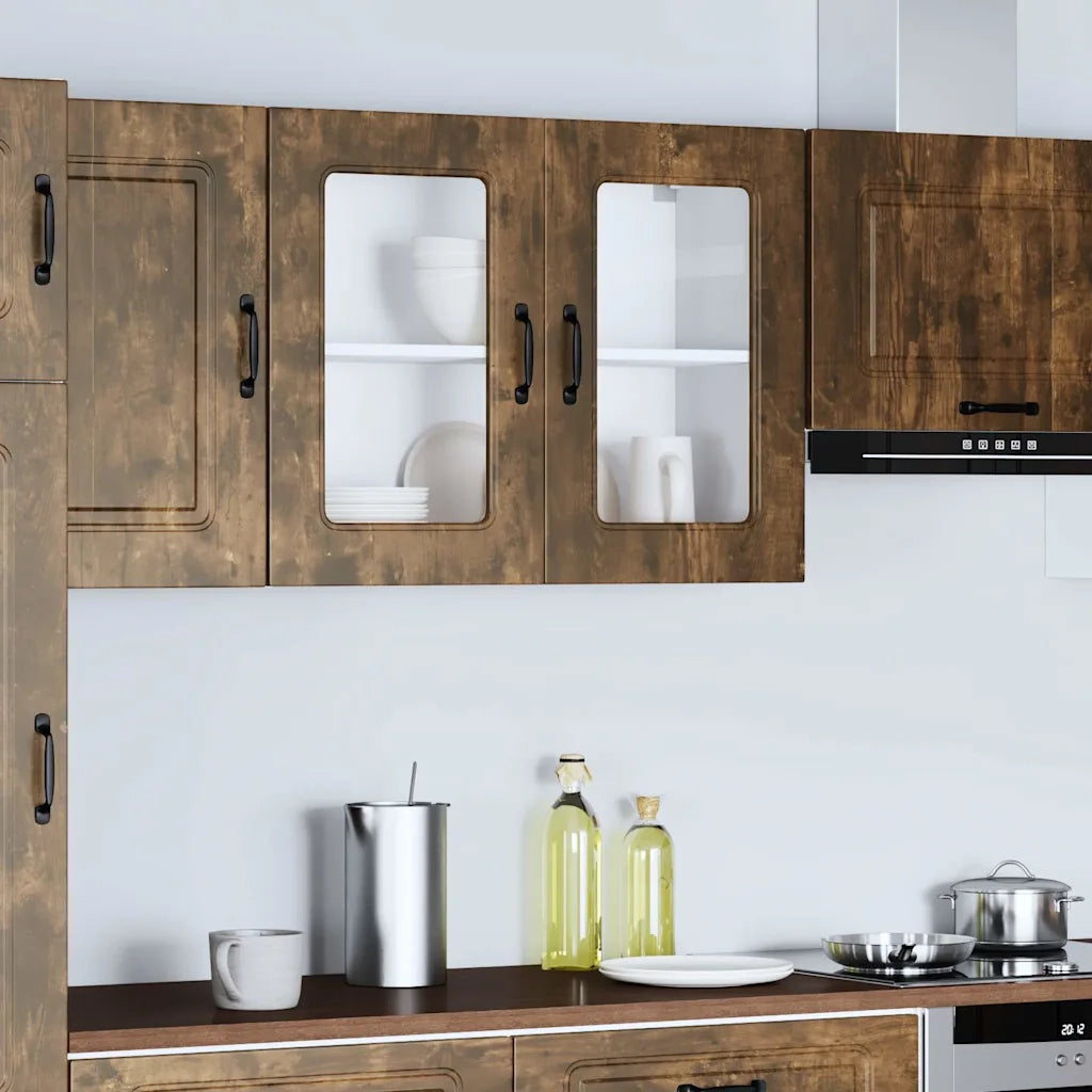 Pensile da Cucina con Porta in Vetro Kalmar Rovere Fumo