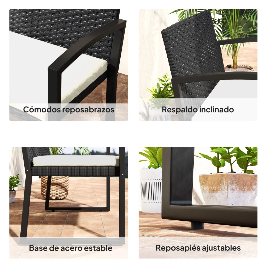 Sedia da pranzo con schienale in rattan sintetico ¨C zephmum ¨C grigio 103x58x78 cm