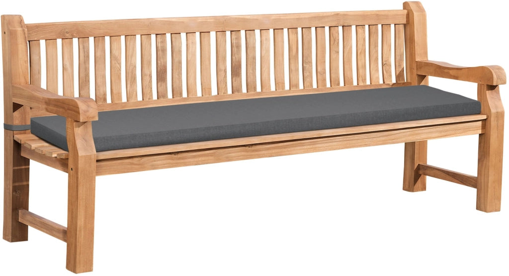 Panchina da Giardino in Teak Jackson con Cuscino grigio scuro,206x48x8 cm