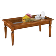 Tavolino in legno massello con piano in vetro tinta noce misura l.120 p.60 h.47 - Mobili 2G