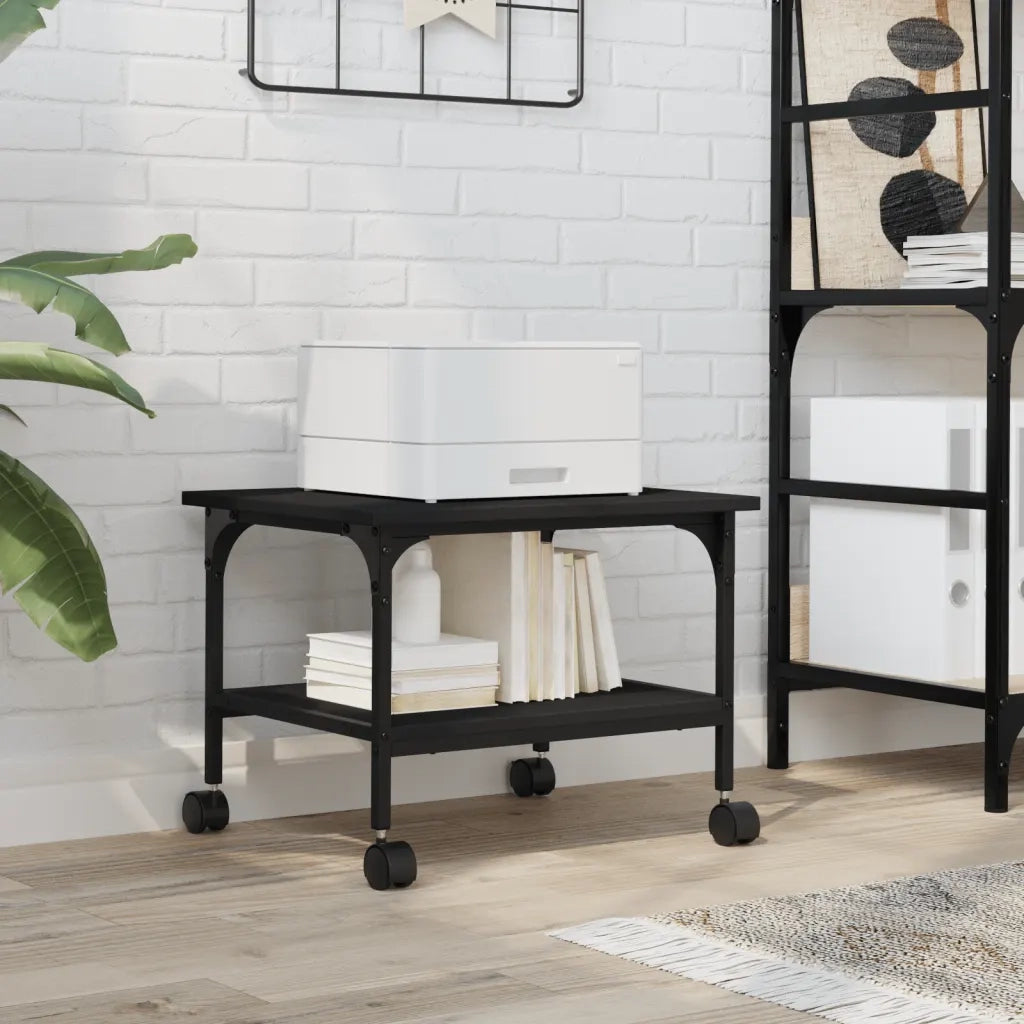 Supporto per Stampante 2 Livelli Nero 50x40x38 cm Multistrato 842281