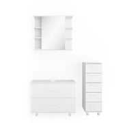 Vicco Set mobili bagno Bianco 3 parti, con mobile midi