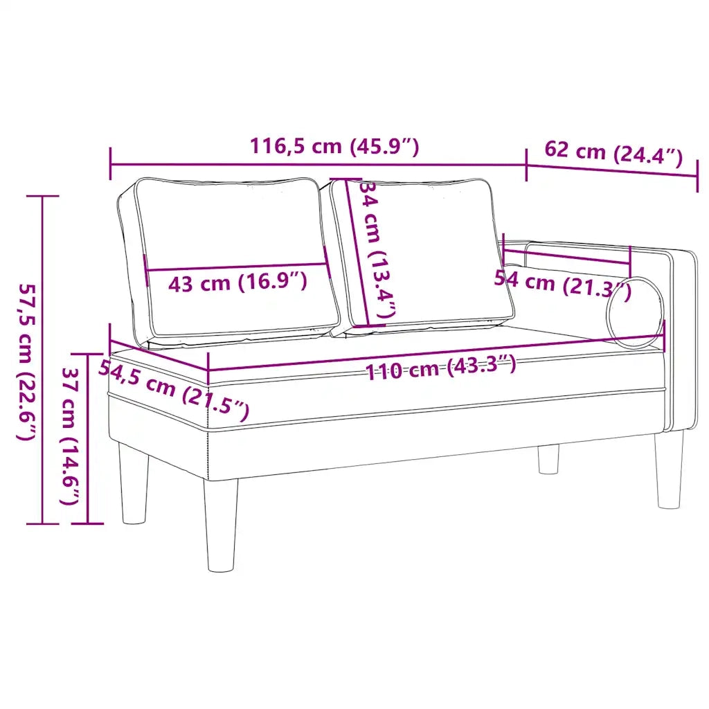 Chaise Longue con Cuscini Crema in Tessuto CFW9887935