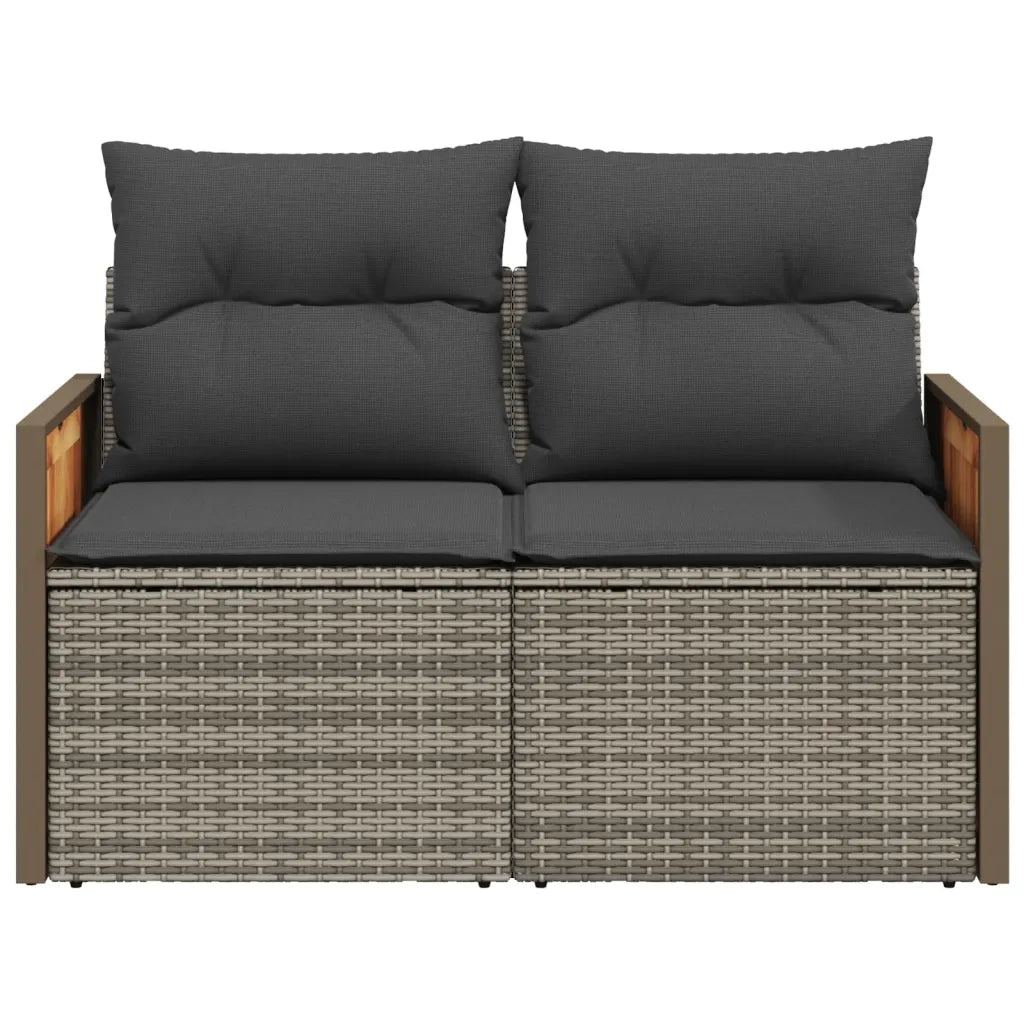 Divano da Giardino con Cuscini 2 Posti Grigio in Polyrattan 366130