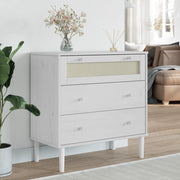 Cassettiera SENJA Aspetto Rattan Bianca 80x40x80 cm Legno Pino 358023