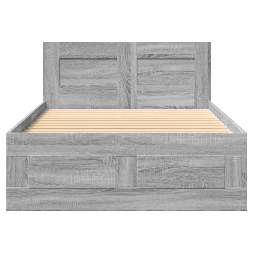 Giroletto con Testiera Grigio Sonoma 75x190cm Legno Multistrato