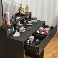 Tavolo da Trucco con Specchio 2 Cassetti 3 Scomparti Tavolo per Camera da Letto 75x38x135 cm Nero