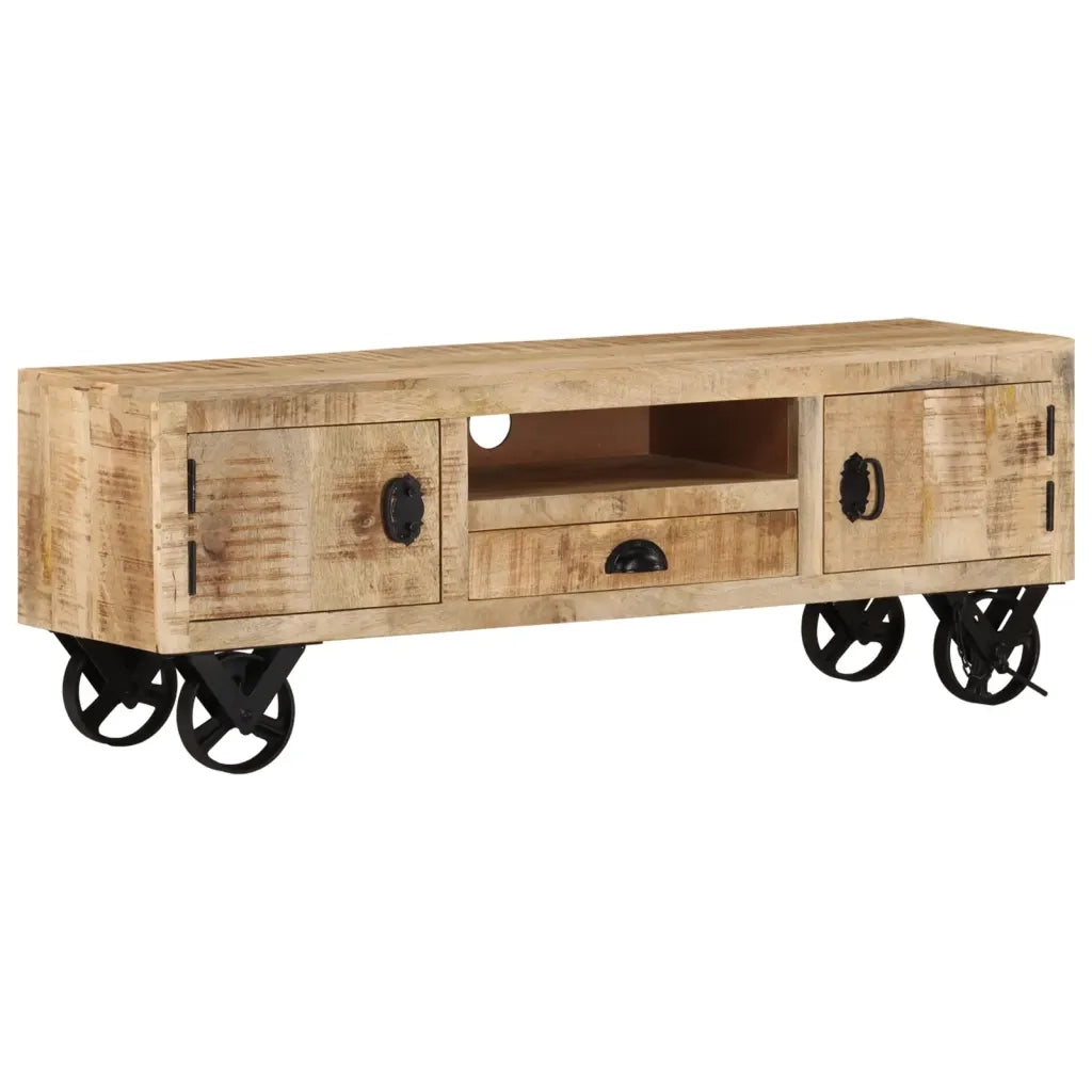 Mobile Porta TV con Ruote 110x30x37 cm in Legno di Mango Grezzo cod mxl 67984