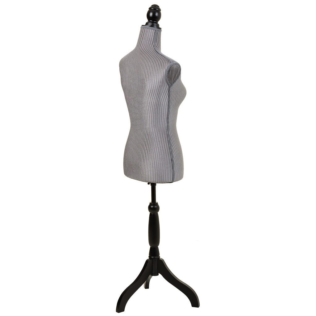 Manichino in legno e schiuma rivestito in tessuto grigio 24x37,5x168h