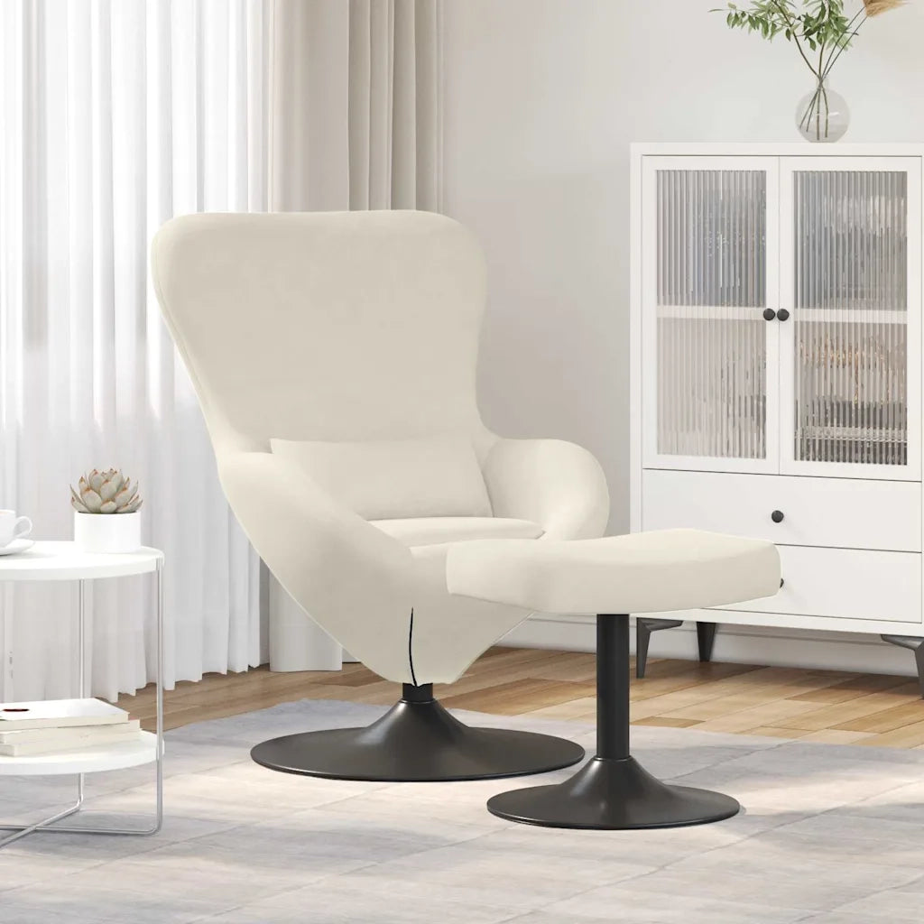 Poltrona | Sedia Egg con Pouf Crema Velluto