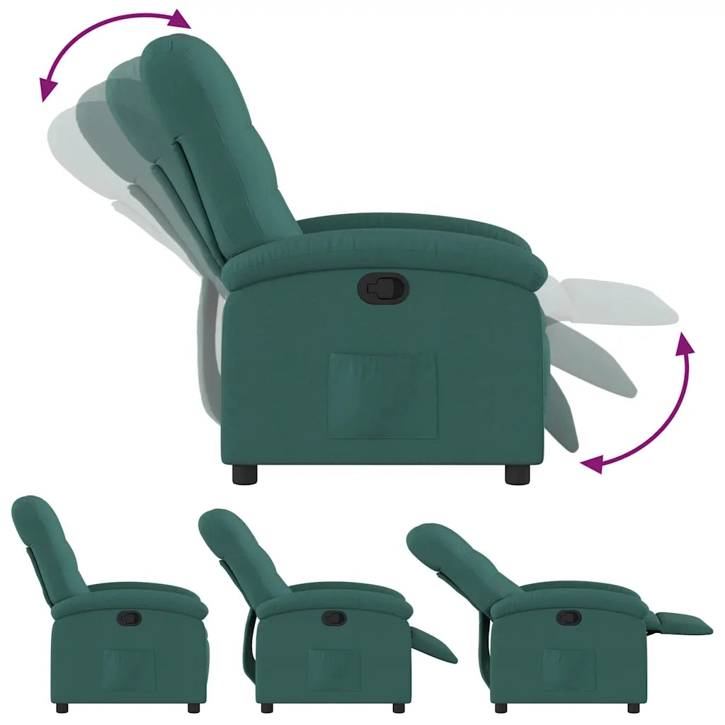 Divano Sedia-Poltrona Reclinabile in Tessuto Verde Scuro 832364