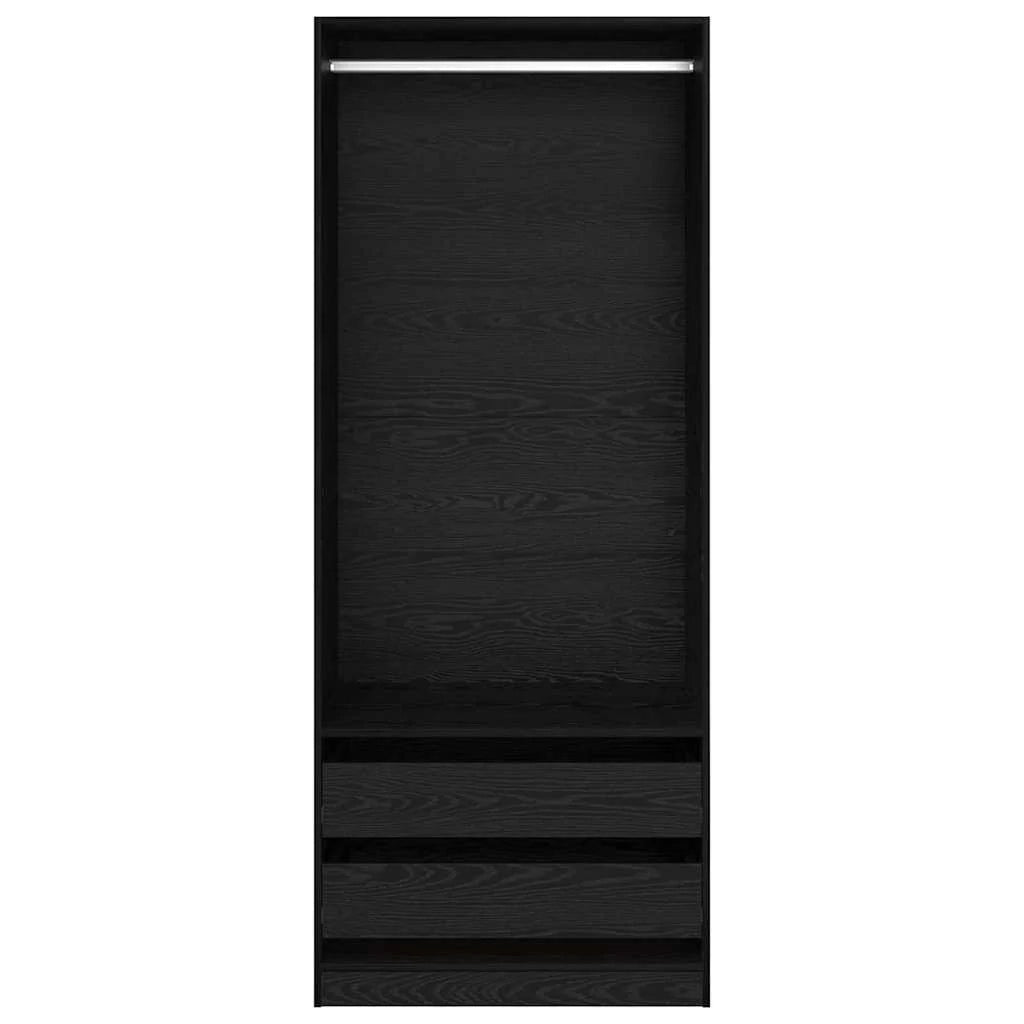 Mobile contenitore moderno 80 x 50 x 203 cm con 2 cassetti stile minimalista legno composito rovere nero 02_0056114