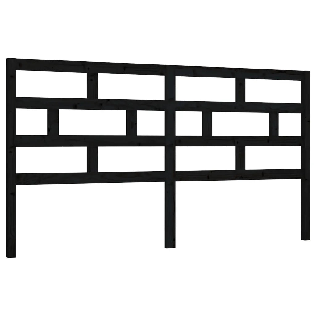 Testiera | Testata per Letto Nera 186x4x100 cm in Legno Massello di Pino
