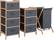 Set di mobili da bagno Bruno, Grigio, 3 parti, composto da 2 cassettiere e un cesto portabiancheria