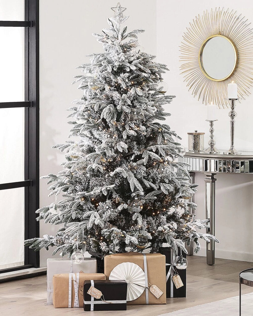 Albero di Natale Artificiale Bianco Innevato Base Metallo PVC 180 cm