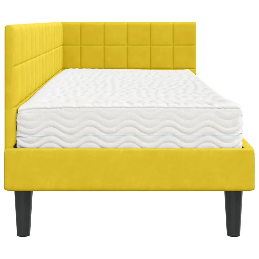 Struttura Letto Angolare con Materasso 2 pz-Giroletto con materasso Giallo Velluto 769460