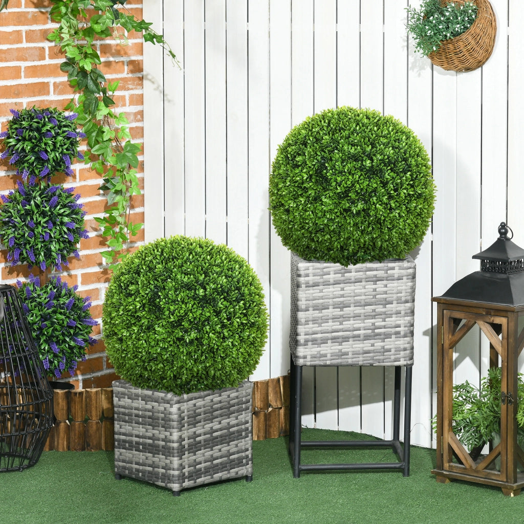 Set di 2 Piante Finte di Bosso in PE da ?40 cm per Interno ed Esterno, Verde