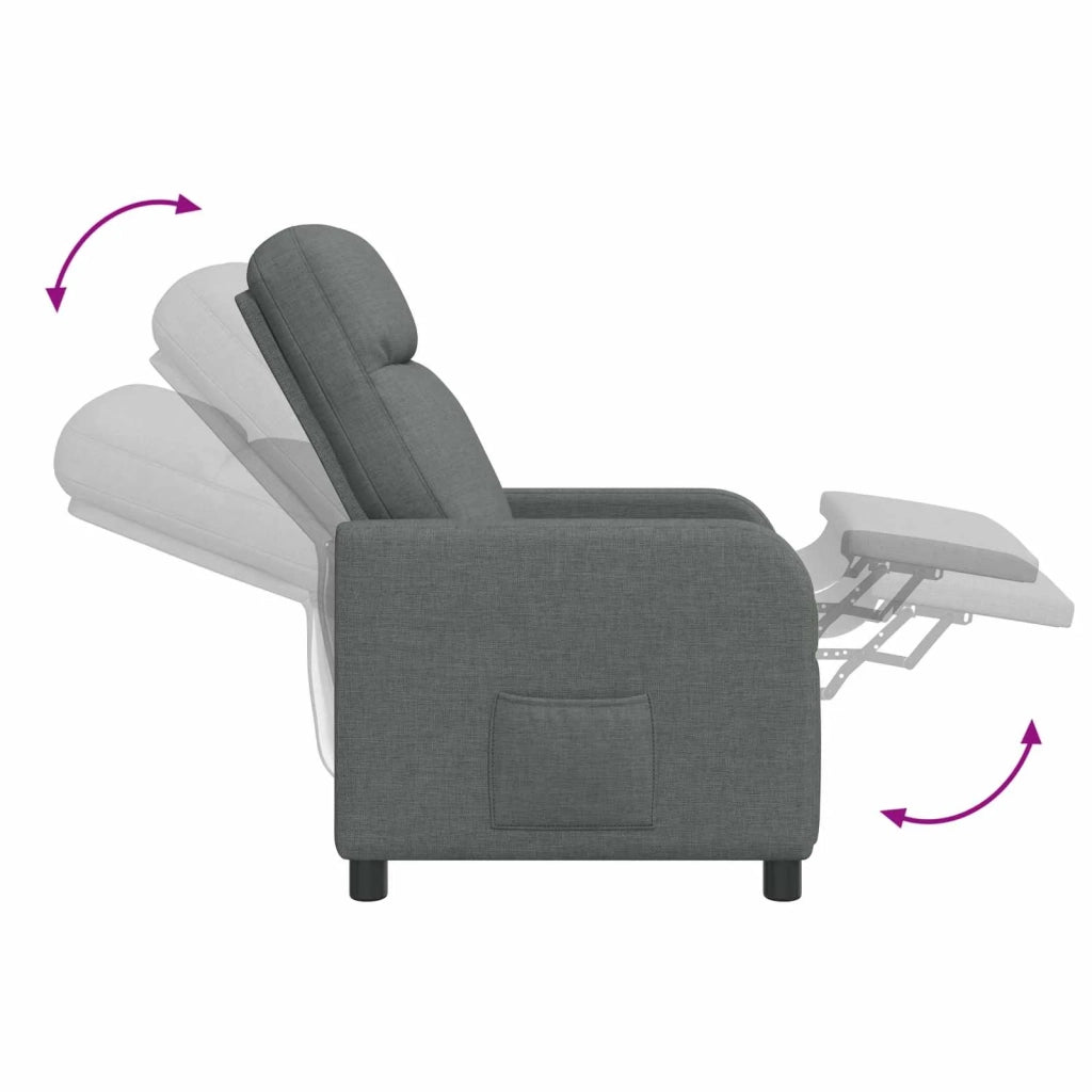 Divano Sedia-Poltrona reclinabile Grigio Scuro Tessuto 687230