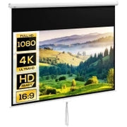 Telo per Proiettore 100" Rapporto 16:9, Fissaggio a Muro e Soffitto per Casa e Ufficio, Bianco