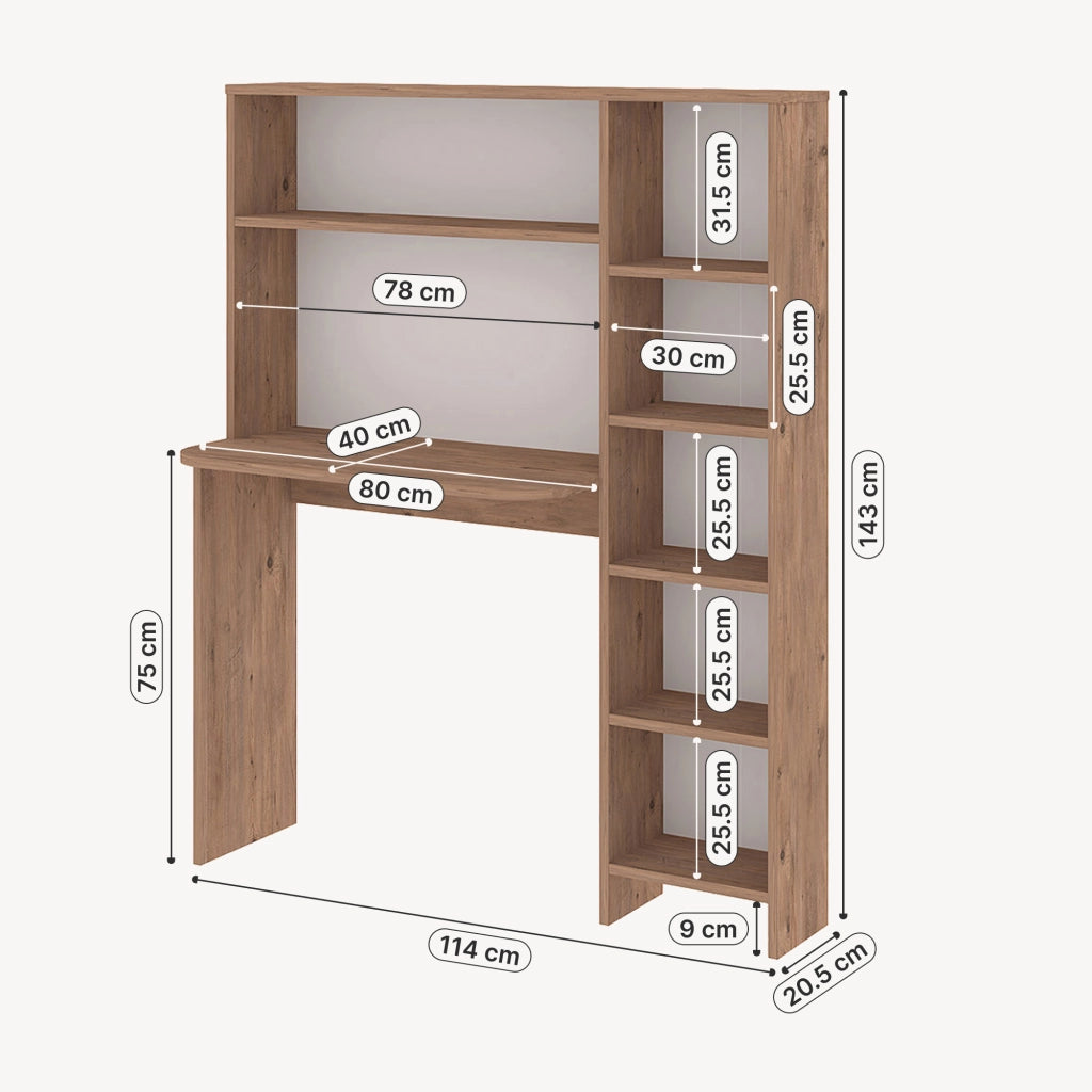 Scrivania Onega con Mensole Integrate 143 x 114 x 40 cm -  Effetto Legno [en.casa]